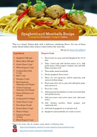 Spaghetti and Meatballs Recipe