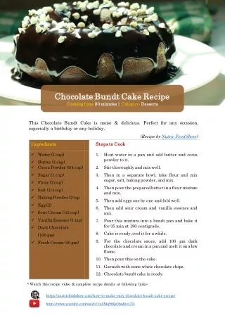 Chocolate Bundt Cake Recipe