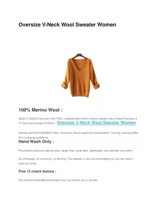 Oversize V-Neck Wool Sweater Women