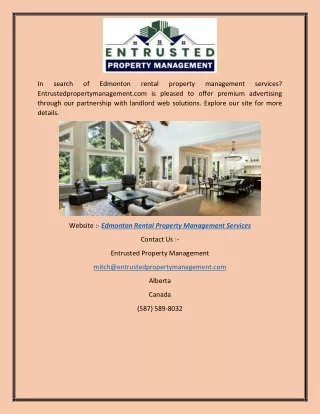 Edmonton Rental Property Management Services | Entrustedpropertymanagement.com