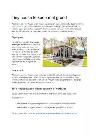 tiny house te koop met grond