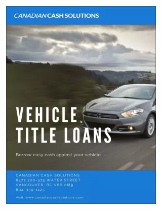 Vehicle Title Loans to borrow fast cash in most convenient way
