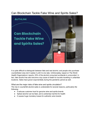 Can Blockchain Tackle Fake Wine and Spirits Sales -short