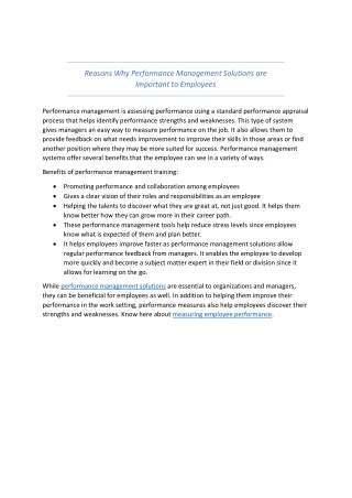 reasons why performance management solutions