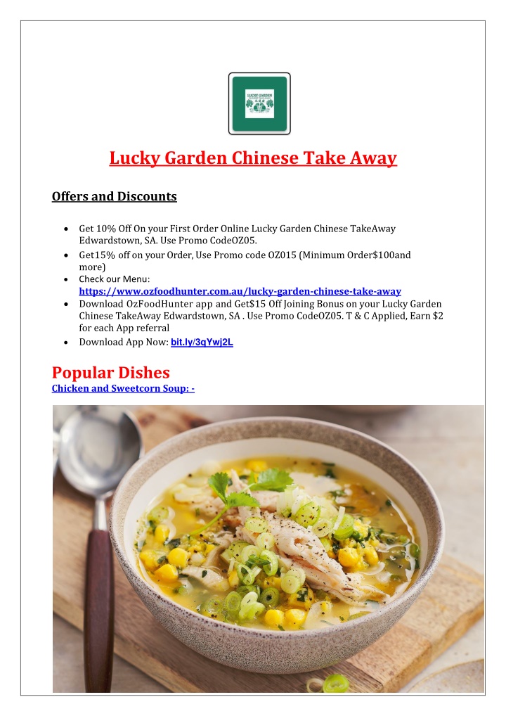 lucky garden chinese take away offers