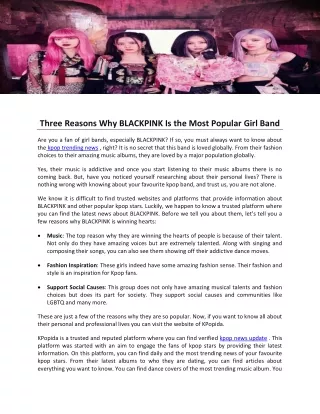 Three Reasons Why BLACKPINK Is the Most Popular Girl Band