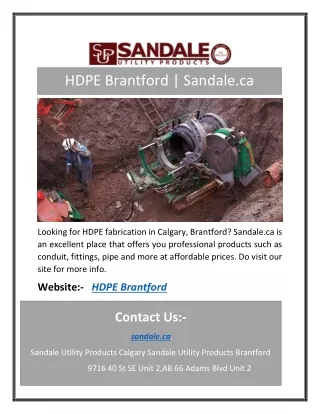 HDPE Brantford | Sandale.ca