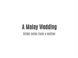A Malay Wedding