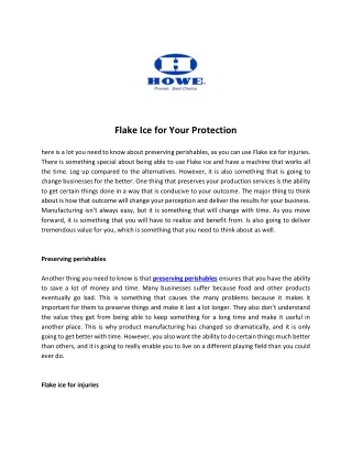 flake ice for your protection