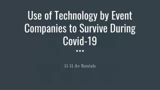 Use of Technology by Event Companies to Survive During Covid-19