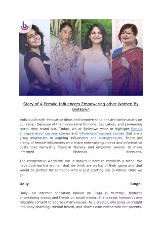 Story of 4 Female Influencers Empowering other Women By Byitsown