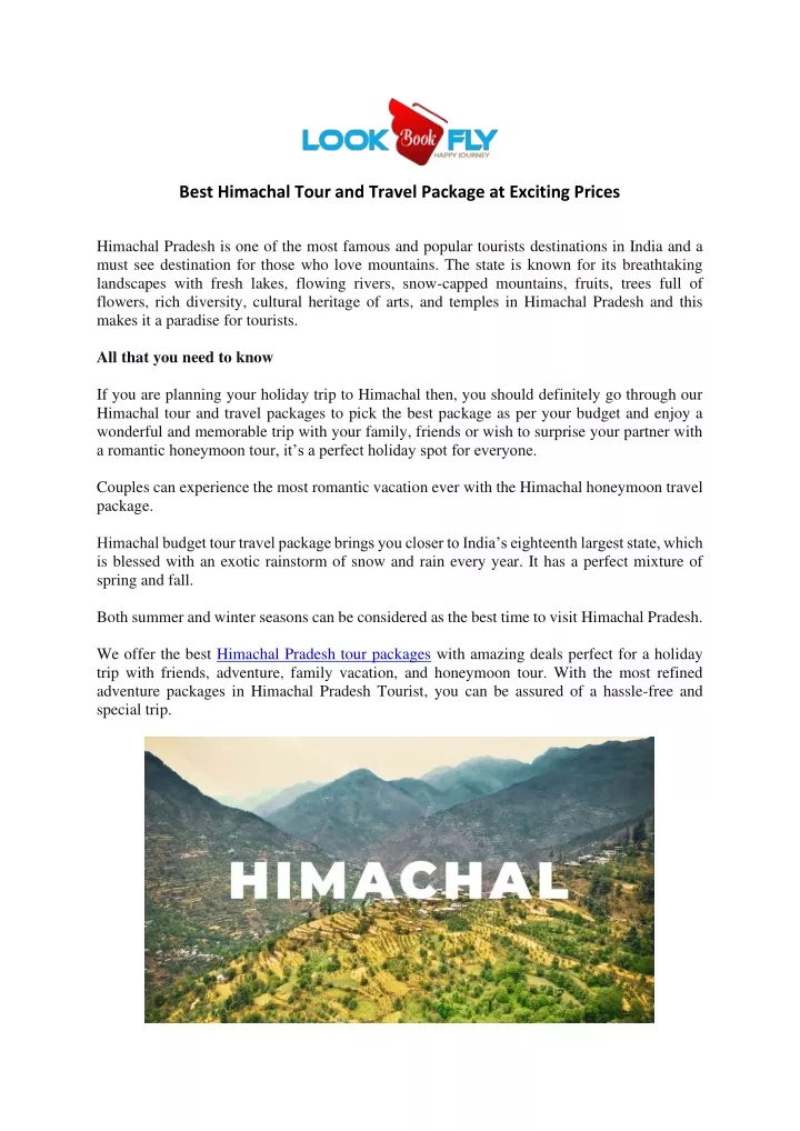 best himachal tour and travel package at exciting