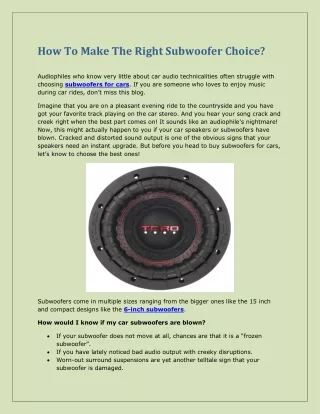 how to make the right subwoofer choice