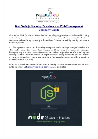 best node js security practices a web development