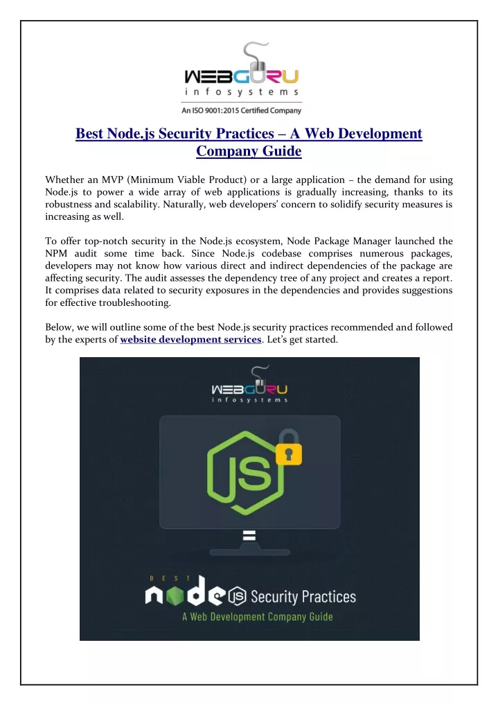 best node js security practices a web development