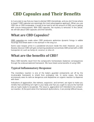 CBD Capsules and Their Benefits