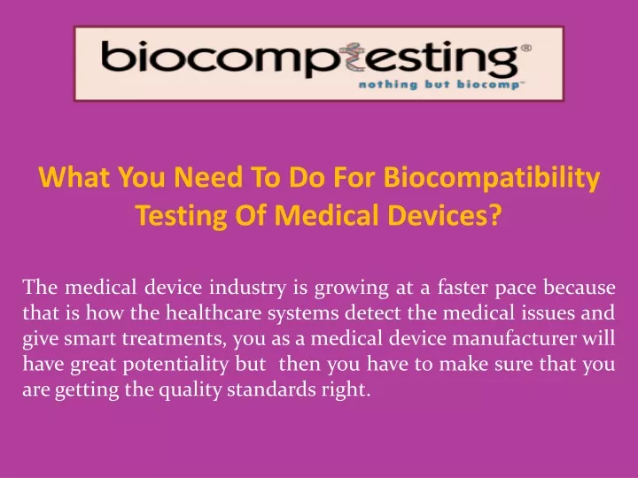 what you need to do for biocompatibility testing