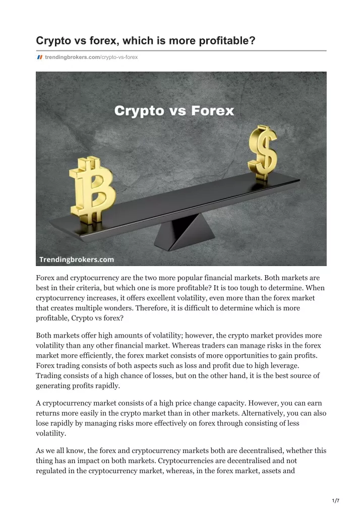 crypto vs forex which is more profitable