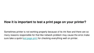 How it is important to test a print page on your printer_