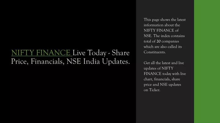 nifty finance live today share price financials nse india updates