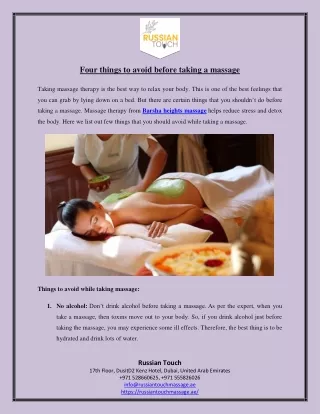 Four things to avoid before taking a massage