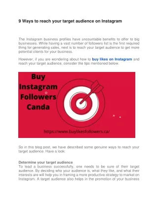 9 Ways to reach your target audience on Instagram