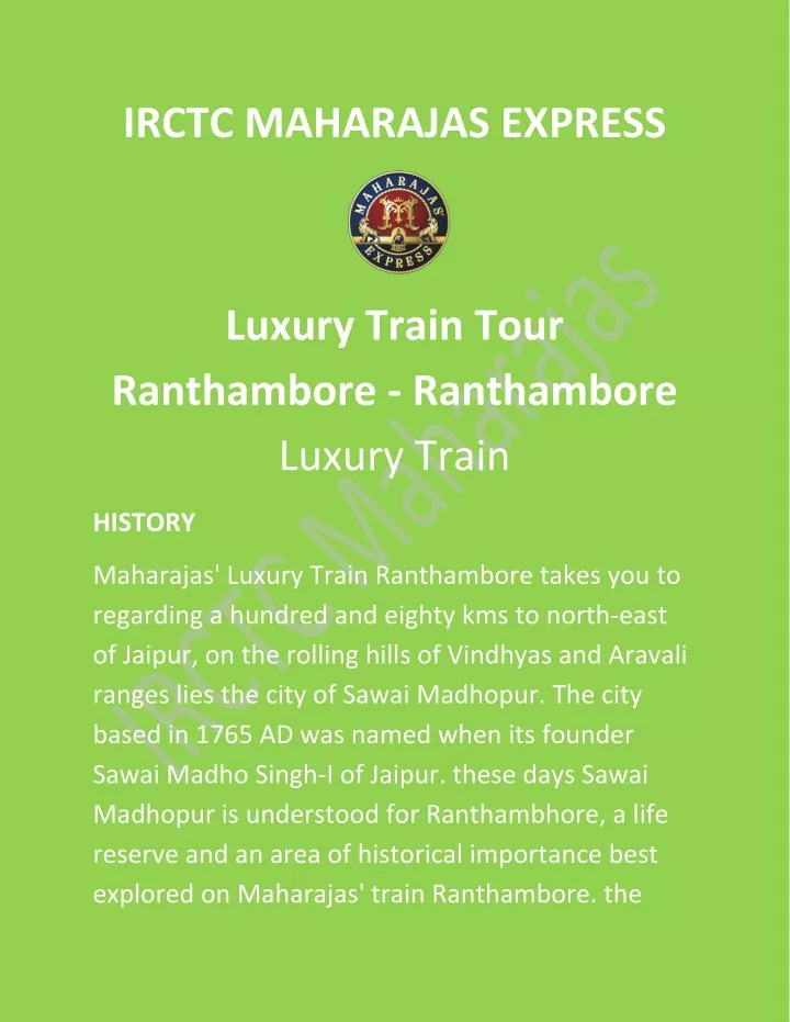 irctc maharajas express