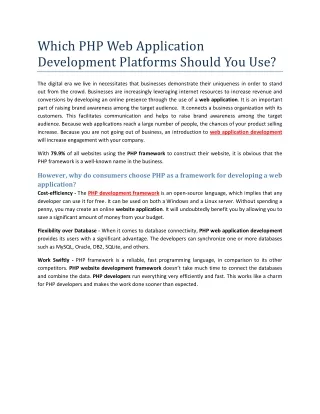 Which PHP Web Application Development Platforms Should You Use