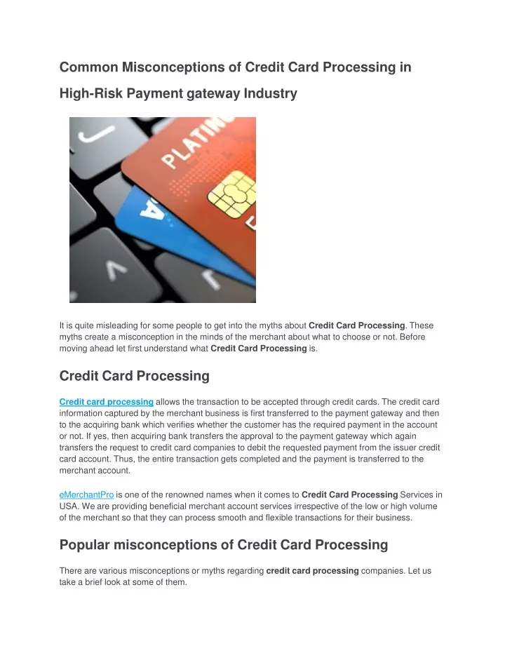 common misconceptions of credit card processing