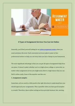 4 types of assignment services you can get online