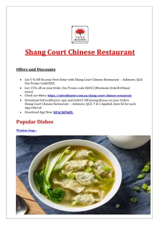 5% Off - Shang Court Chinese Restaurant Ashmore, QLD