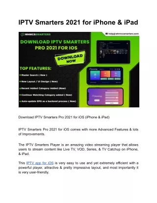 iptv smarters 2021 for iphone ipad