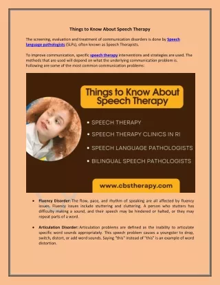 things to know about speech therapy