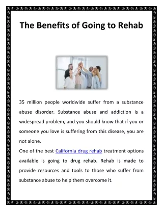 The Benefits of Going to Rehab