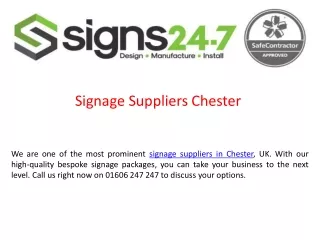 Signage Suppliers Chester