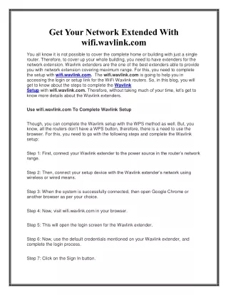 Get Your Network Extended With wifi.wavlink.com