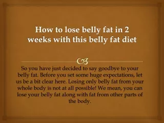 How to lose belly fat in 2 weeks
