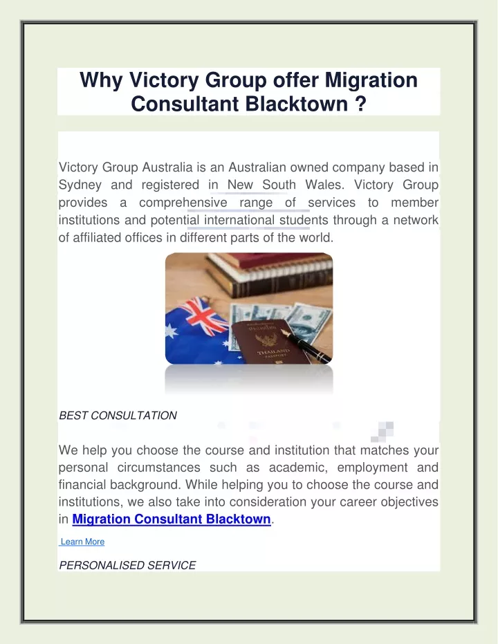 why victory group offer migration consultant