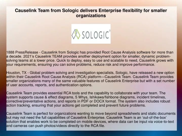 causelink team from sologic delivers enterprise