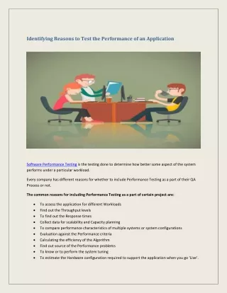Identifying Reasons to Test the Performance of an Application
