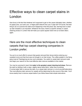 Effective ways to clean carpet stains in London!!!