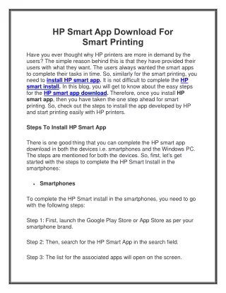 HP Smart App Download For Smart Printing