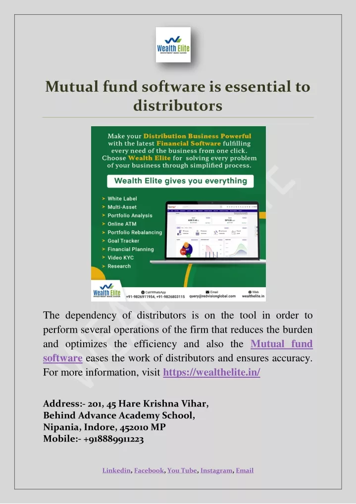 mutual fund software is essential to distributors