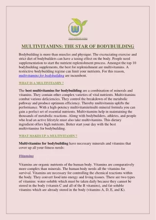 MULTIVITAMINS: THE STAR OF BODYBUILDING
