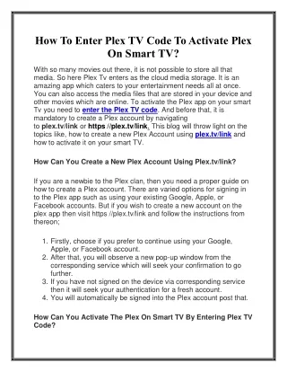 How To Enter Plex TV Code To Activate Plex On Smart TV?