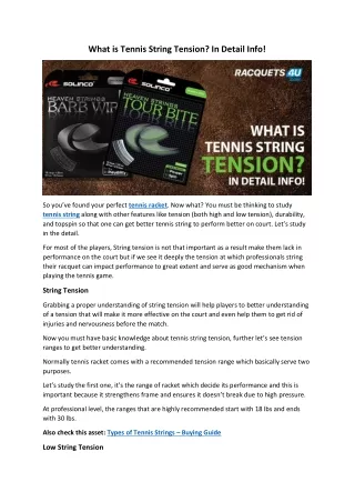 what is tennis string tension in detail info