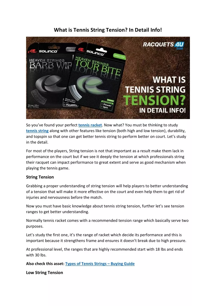 what is tennis string tension in detail info