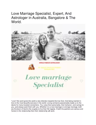 Love Marriage Specialist, Expert, And Astrologer in Australia, Bangalore