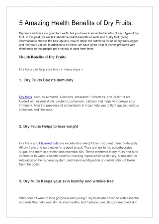 5 Amazing Health Benefits of Dry Fruits.