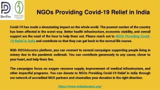 Best NGOs Providing Covid-19 Relief in India- INDIAdonates